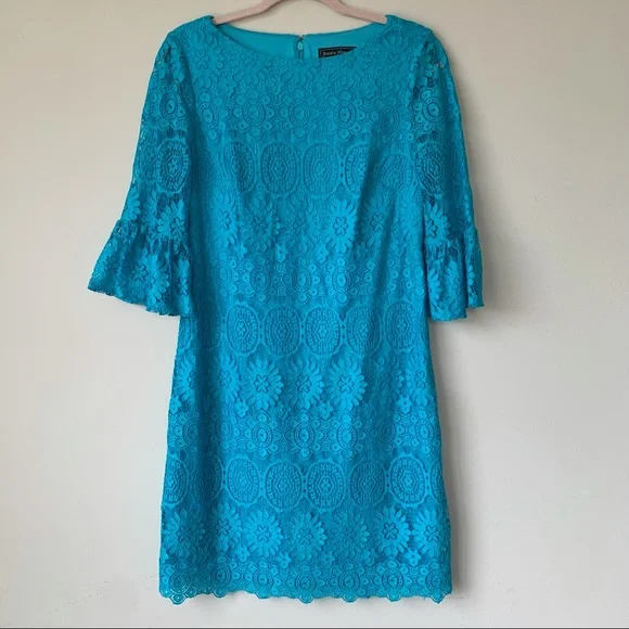 Jessica Howard Dresses Jessica Howard Turquoise Lace Sheath